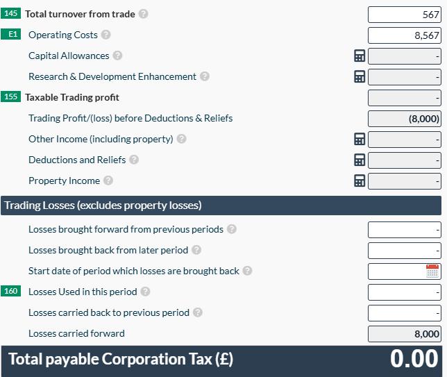 Easy Digital Tax and accounting information -  carry forward loss