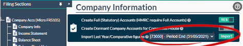 Import last years accounts